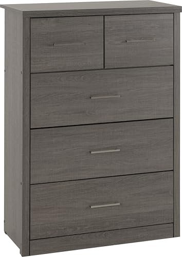 Seconique Lisbon 3+2 Drawer Chest in Black Wood Grain