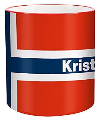Herz & Heim® Tasse mit Wunschnamen und Flagge - Norwegen -