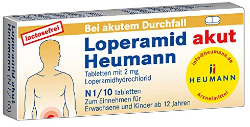 Loperamid akut Heumann: symptomatische Behandlung von akutem Durchfall mit 2mg Loperamidhydrochlorid, 10 Stück