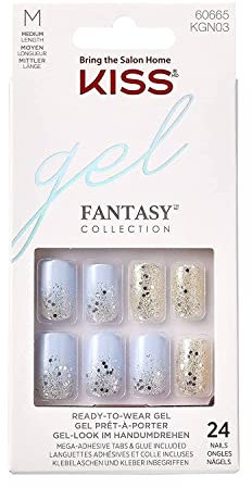 Kiss Gel Fantasy Nails Painted Veil Lot de 24 faux ongles Couleurs assorties