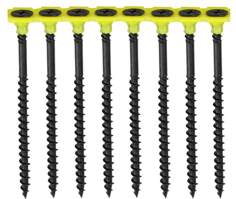 Collated Coarse Threaded Drywall Screws (Black) - Size: 3.5 x 38mm - 00038COLDYS Pack of: 1000