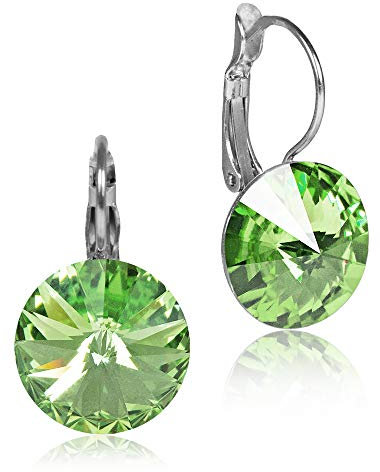 LUISIA® Ohrringe Rivoli mit Kristallen von Swarovski® - 12 mm Peridot/Apfelgrün