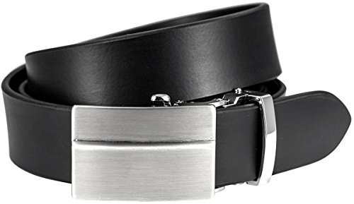 LINDENMANN Gürtel Herren Ledergürtel Herren Gürtel Herren, Rindleder-Gürtel mit Automatik-Koppelschließe, schwarz, Größe/Size:85, Farbe/Color:schwarz