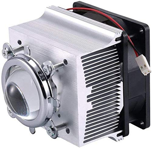 Tesfish Aluminium Kühlkörper Kühlventilator + 44mm Objektiv 60 Grad für 50W 100W LED Licht und Chip