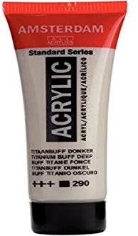 Amsterdam Standard Series Acrylic Paint Tube 20 ml - Titanbuff dunkel 290 - Mittlere Viskosität, deckend, ausgezeichnete Lichtechtheit - Wasserbasierend, dauerhaftes Satin Finish