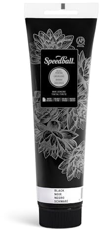 Speedball 150ml 5oz Water-Soluble Block Ink Black, For Block Printing, Lino Printing, Screen Printing, For Artists Kit