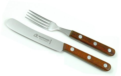 Buckels Besteck 2 tlg. Bubinga Marsvogel Solingen bestehend aus Buckelsmesser und Brotzeitgabel