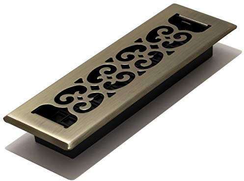 Decor Grates SPH210-A Scroll Design Floor Register, Antique Brass, 2x10 Inches