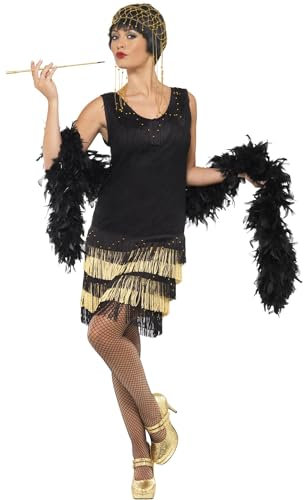 1920s Fringed Flapper Costume (M), Größe: 40-42, Schwarz