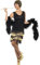 1920s Fringed Flapper Costume (M), Größe: 40-42, Schwarz
