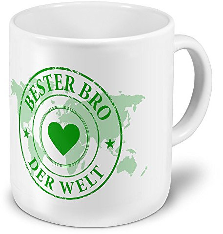 printplanet XXL Riesen-Tasse Bester Bro der Welt - Motiv Weltkarte - Namens-Tasse, Kaffeebecher, Becher, Mug