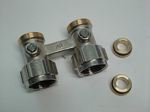 Zweirohr - Hahnblock, selbstdichtend, absperrbar, Durchgang, G 3/4 ÜM x G 3/4 AG