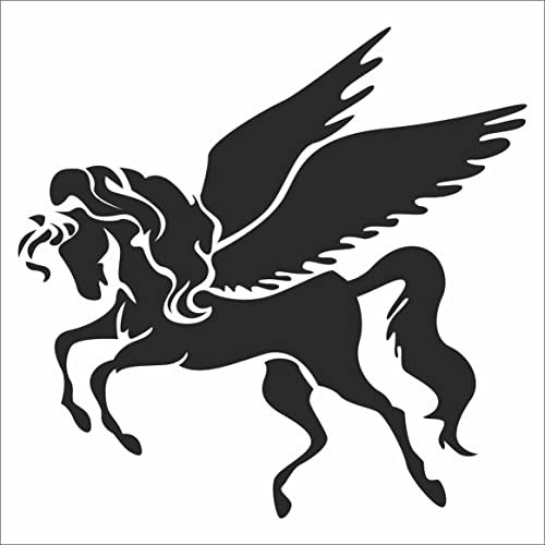 INDIGOS UG Aufkleber - Autoaufkleber - JDM - Die Cut - Pegasus Winged Pferd Decal Auto Window Laptop Sticker - schwarz - 91mm x88mm