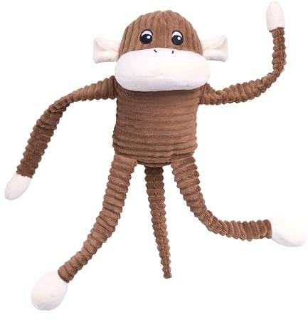 ZippyPaws - Spencer The Crinkle Monkey Dog Toy, Squeaker and Crinkle Plush Toy - Brown, Large
