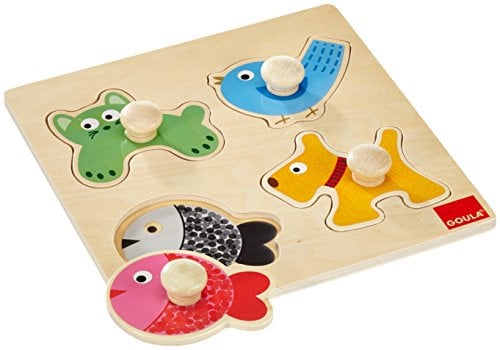 Goula D53116 - Holzpuzzle Haustiere, 4 Teile