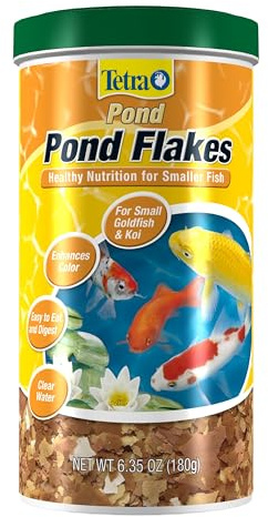 TetraPond Pond Flakes, Complete Nutrition for Smaller Pond Fish, Fish Food for Goldfish and Koi Fish, 6.35 Ounces