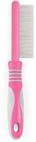 Ancol Ergo Fine Cat Comb - Clear Grooming Tool for Medium Coated Cats - Stainless Steel Pins for Smoothing and Removing Loose Fur - Ergonomic Handle for Comfortable Use