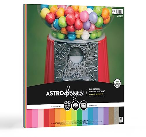 Astrodesigns/Creative Collection Starter Kit Cardstock, 12 x 12, 65 lb/176 gsm 18-Color Assortment, 72 Sheets (46408-03)