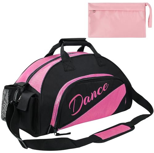 Kilofly, borsone da ragazza, per danza, sport, palestra, viaggio, con pratica pochette inclusa, Red (Rosso) - AWP372RED