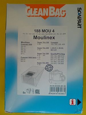 1 Pack a 5 St. 188MOU4, 2-Lagen-Beutel, Microfilter vom Hersteller CleanBag ...