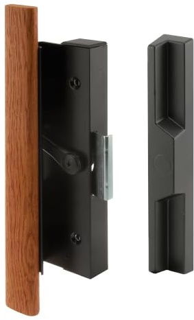 Prime-Line C 1126 Black Diecast Sliding Door Handle with Wood Handle, (Single Pack)