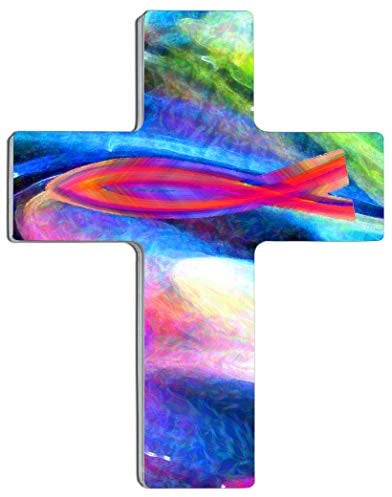 metALUm Exklusives Wandkreuz aus Holz und Acrylglas | Ichtys | #55003B