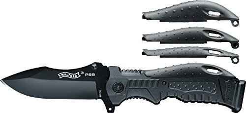 Walther Klappmesser P99 Knife inkl.Holster und 3 auswechselbaren Wechsel-Griffrücken