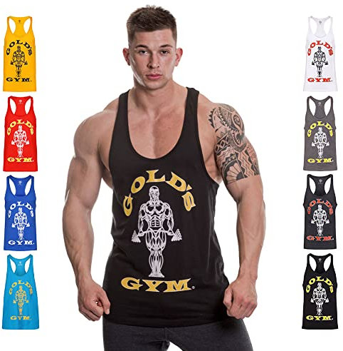 Gold's Gym GGVST003 Men's Muscle Joe Premium Stringer Vest, Black, L