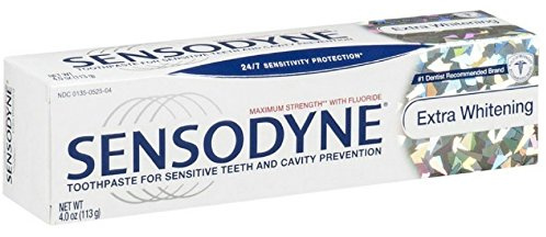 Sensodyne Toothpaste for Sensitive Teeth & Cavity Protection, Extra Whitening 4 oz (Pack of 4)
