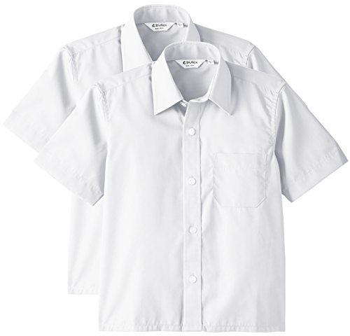 Trutex Boy's 2PK Non Iron Short Sleeve Shirt, White, 14 inches