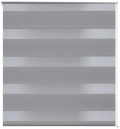 vidaXL Grey Zebra Blind - 80 x 150 cm, Modern Roller Shade with Adjustable Light Filtering Effect and Easy-to-Install Mounting Accessories