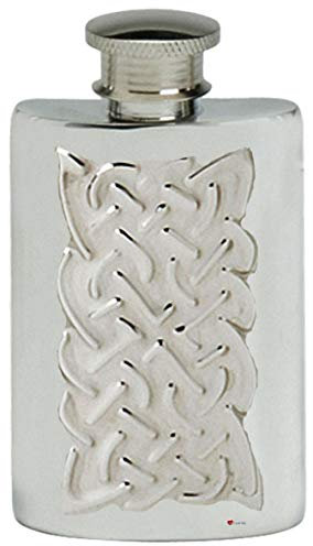 Celtic Ropework Hip Flask 2oz English Pewter Kidney Shape Screw Top Engravable