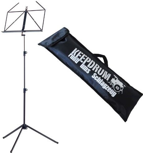 K&M 100/1 BK Notenständer Notenpult Schwarz mit keepdrum Tasche Bag