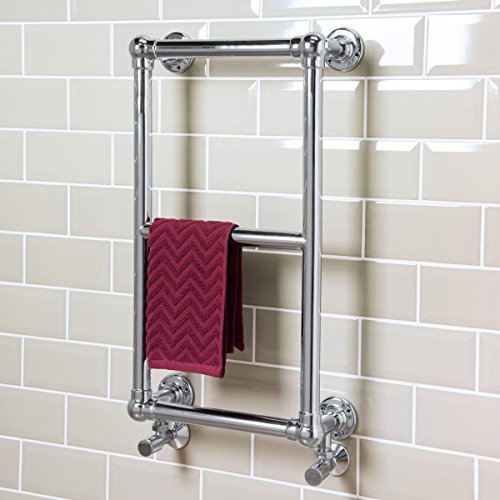 Warmehaus Traditional Style Bathroom Heated Warming Towel Rail Radiator Rad - 700 x 400 mm - Chrome