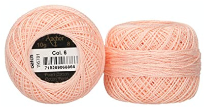 Anchor 4591008-00006 Embroidery Thread, 100% Cotton, Salmon Rose, Thickness 8, 82 m, 16 g