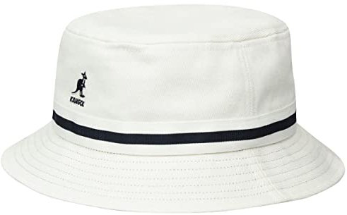 Kangol Stripe Lahinch Baumwollhut Fischerhut Hut Bucket Hat Stoffhut (S (54-55 cm) - weiß)