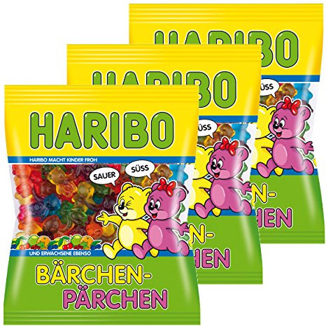 Haribo Bärchen-Pärchen, Caramelle Gommose, Orsetti, Bonbon, 3 Sacchetti da 175g