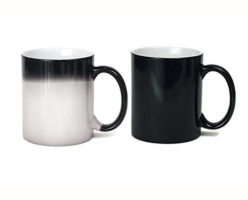 Rollmark Taza personalizada con cambio de calor, color negro, añade tu propia imagen y texto