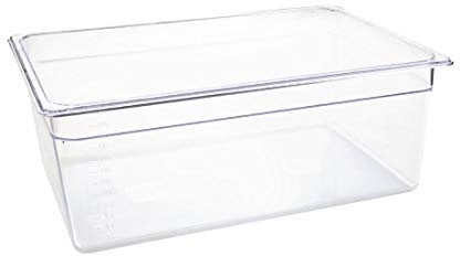 Vogue Polycarbonate Plastic 1/1GN Gastronorm Container 25.6 Litre / 200 mm Deep, Clear - Fridge, Freezer, Blast Chiller & Dishwasher Safe - Temperature Range: -40°C to 100°C, U227