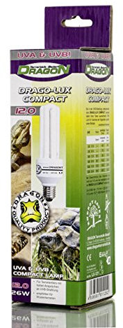 Dragon Reptile Wüsten Terrarienlampe 26w 12.0 (200UVB) UVB/UVA Energiesparende Compact Vollspektrumlampe