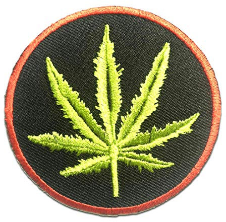 Weed Marijuana Cannabis - Iron on Patches Adhesive Emblem Stickers Appliques, Size: 3.15 x 3.15 inches