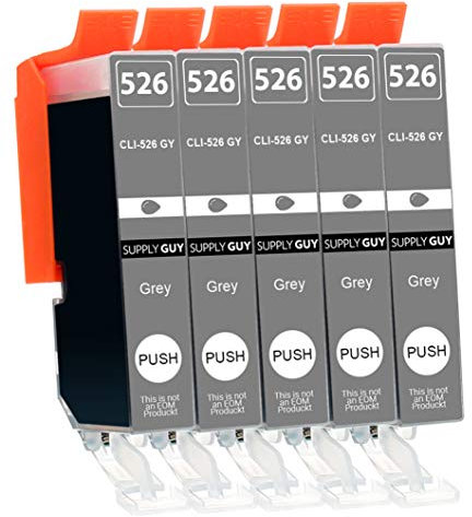 Supply Guy 5 Druckerpatronen mit Chip kompatibel mit Canon CLI-526 Grau passend für Canon Pixma MG6120 MG6150 MG6200 MG6250 MG8120 MG8150 MG8200 MG8240 MG8240 MG8250