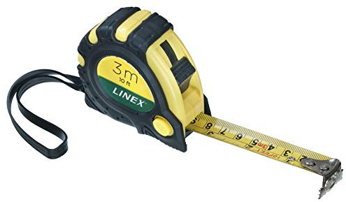 Linex Bandmaß 3m, cm- und Zoll-Skala, flexibler magnetischer Haken, Stop-and-Go-Funktion, Gürtelclip, Handschlaufe