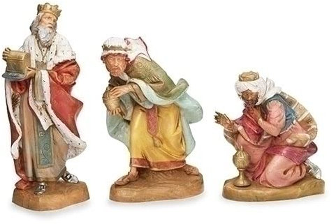 Fontanini, Krippenfigur, 3-teilig, italienische Drei Könige, 19,1 cm Maßstab, Kollektion, handgefertigt in Italien, entworfen und hergestellt in der Toskana, Polymer, handbemalt, italienisch, detailliert
