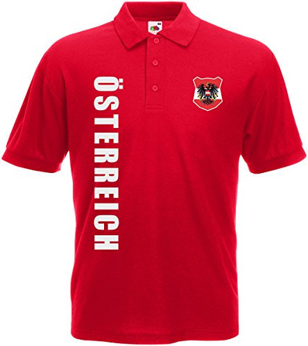 Österreich Austria EM-2020 Polo-Shirt Wunschname Nummer Rot XXL