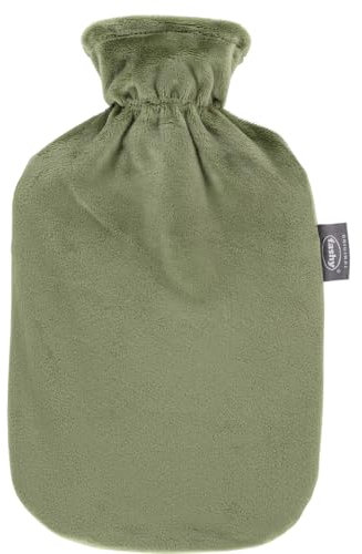 Fashy 6712 65 Wärmflasche 2.0 L mit Flauschbezug, grün
