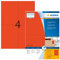 HERMA 4397 Farbige Etiketten rot, 100 Blatt, 105 x 148 mm, 4 pro A4 Bogen, 400 Stück, selbstklebend, bedruckbar, matt, blanko Papier Farbetiketten Aufkleber