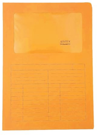 Blasetti Dokumentenmappen mit Fenster - SINTEX ORANGE Dokumentenordner für Büro, Format A4, Farbe Orange, Packung mit 50 Stück, 120 g/m² Papier, Auf zwei Seiten offen.