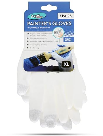 Axus Decor Painter's Gloves (Blue Series) Working Gloves With PU Coated Palm And Fingers, Lightweight & Breathable For Painting, Tasks And General Duty Work - XL, Pack Of 3