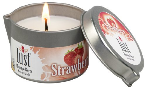 Lust Massagekerze Erdbeere - verführerische Massagekerze für sie und ihn, Kerzenwachs schmilzt zu Massagebalsam, Massagelotion auf Kokosölbasis